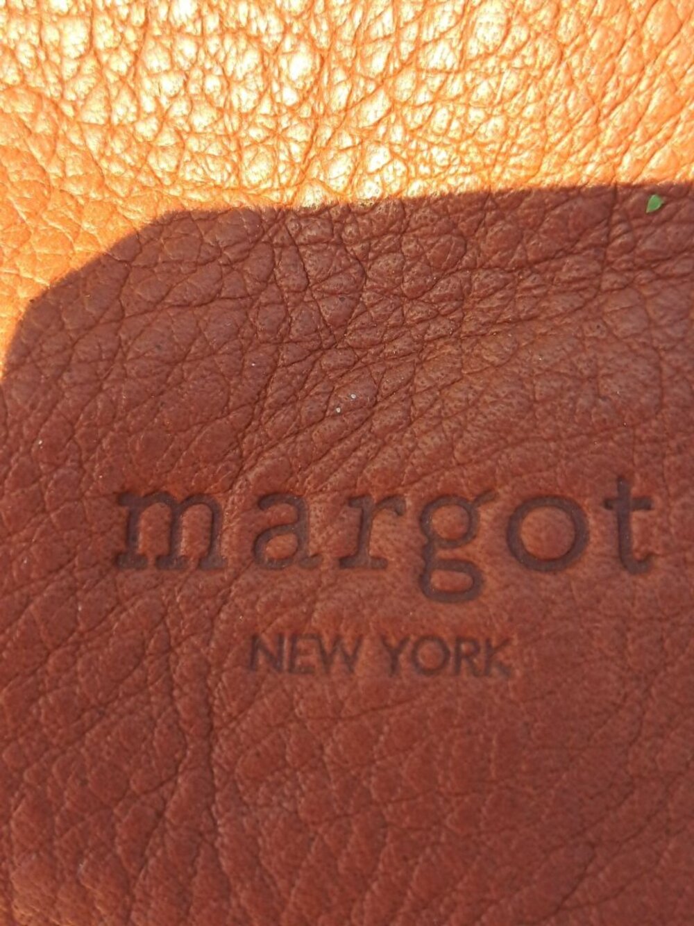 Margot New York Cognac Leather Crossbody Bag  Adjustable Strap Zip Pocket Pebble - Picture 2 of 13
